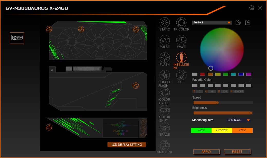 Pro zvětšení klikni Gigabyte AORUS Engine; RGB Fusion