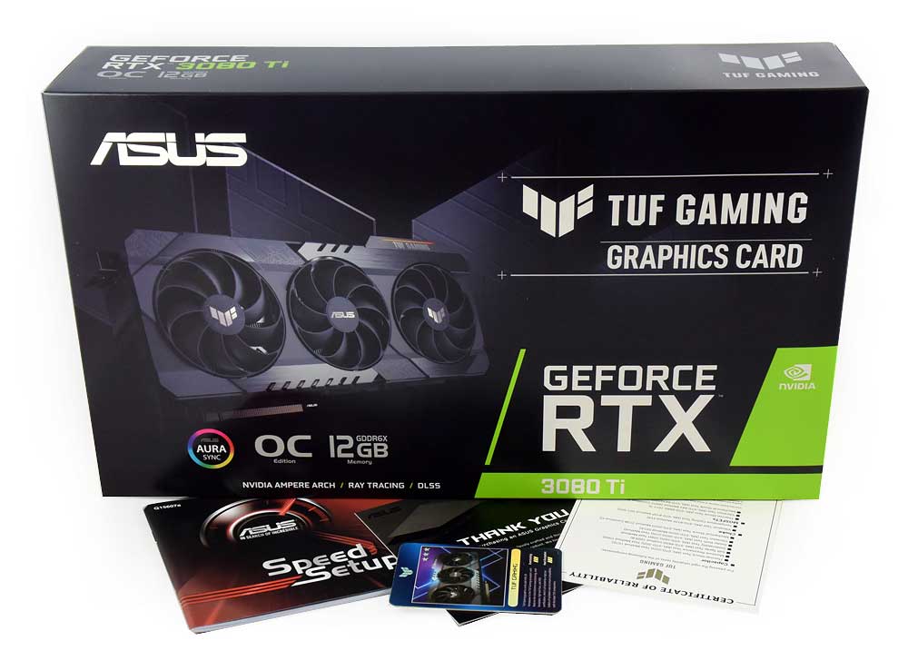 Pro zvětšení klikni Asus TUF RTX 3080 Ti O12G Gaming; balení