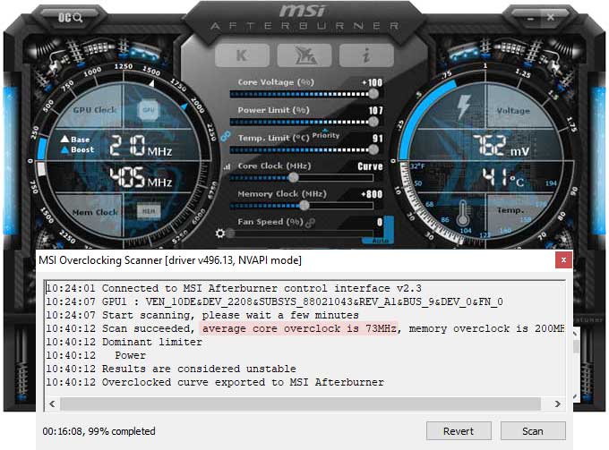 Asus TUF RTX 3080 Ti O12G Gaming přetaktování Afterburner