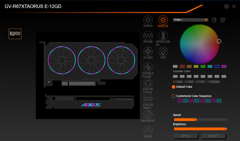 Pro zvětšení klikni Gigabyte AORUS Engine; RGB Fusion