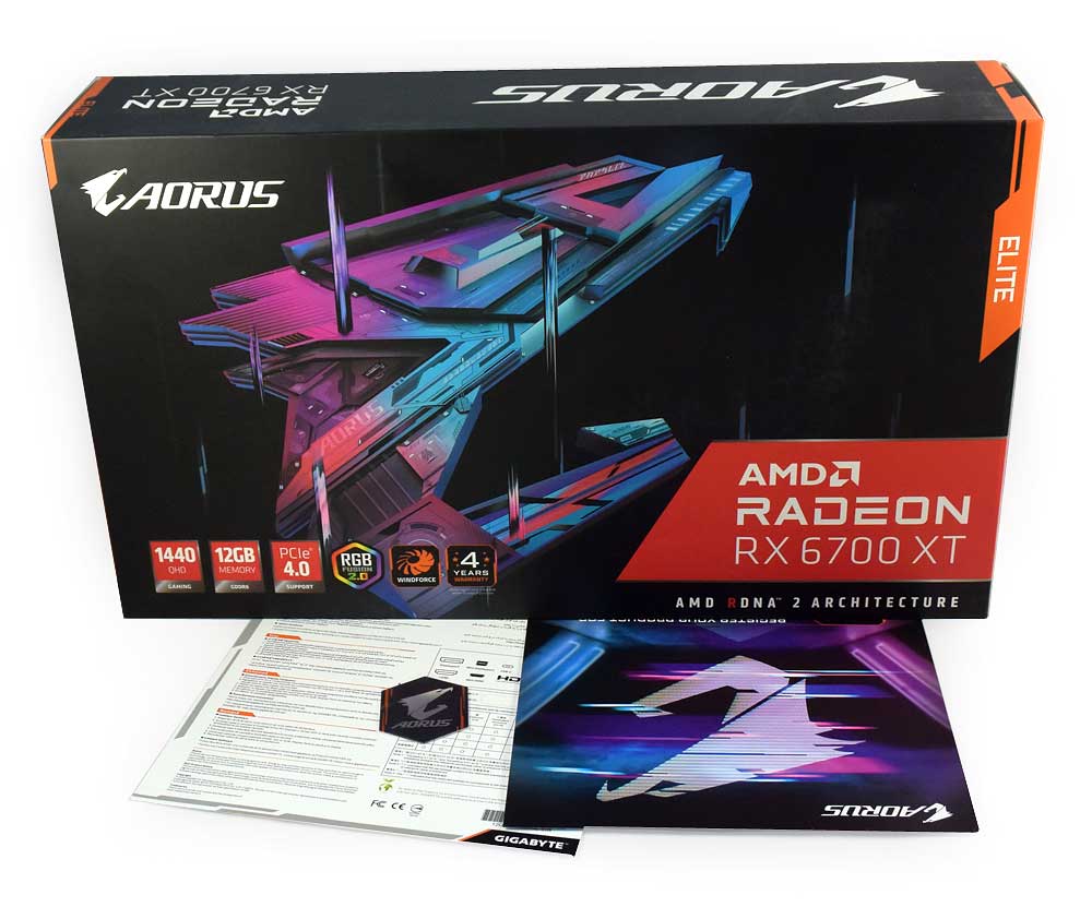 Gigabyte AORUS RX 6700 XT ELITE 12G; balení