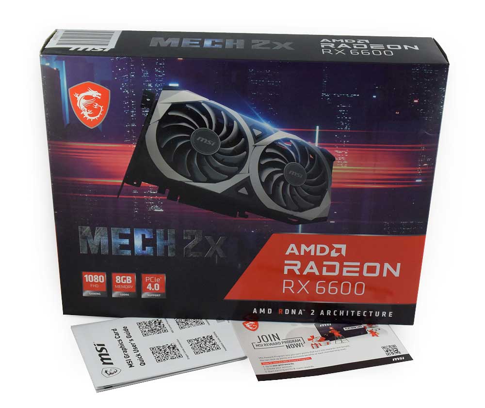 Pro zvětšení klikni MSI RX 6600 MECH 2X 8G; balení