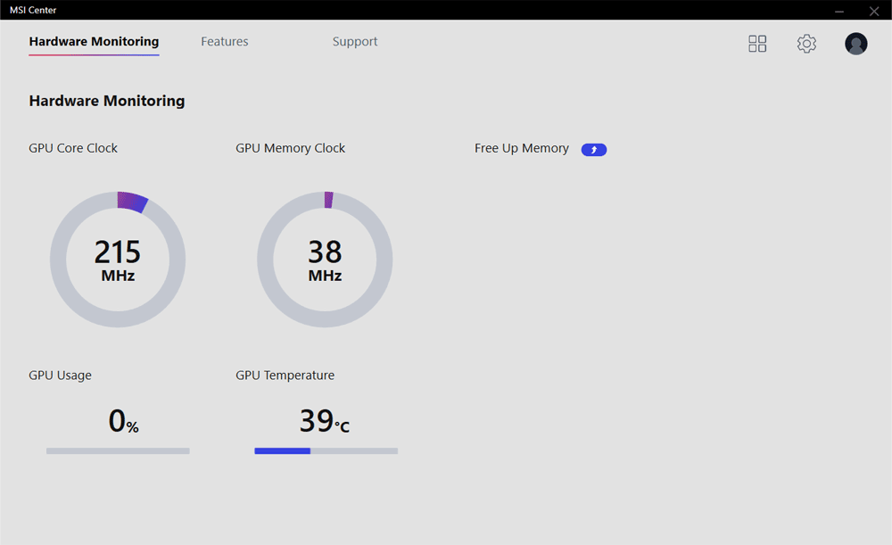 MSI Center; Hardware Monitoring