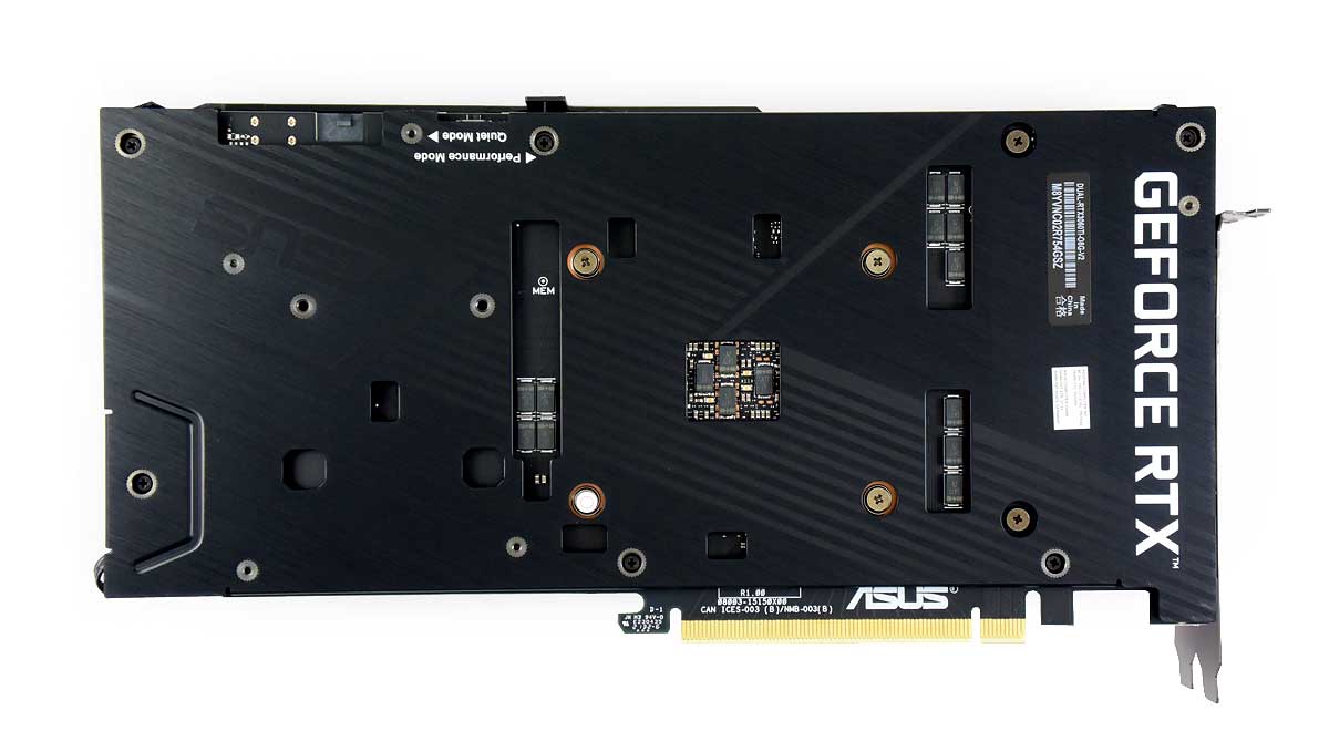 Asus DUAL RTX 3060 Ti O8G V2; zadní strana