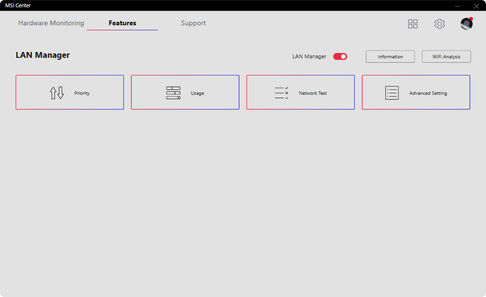 MSI Center; LAN Manager