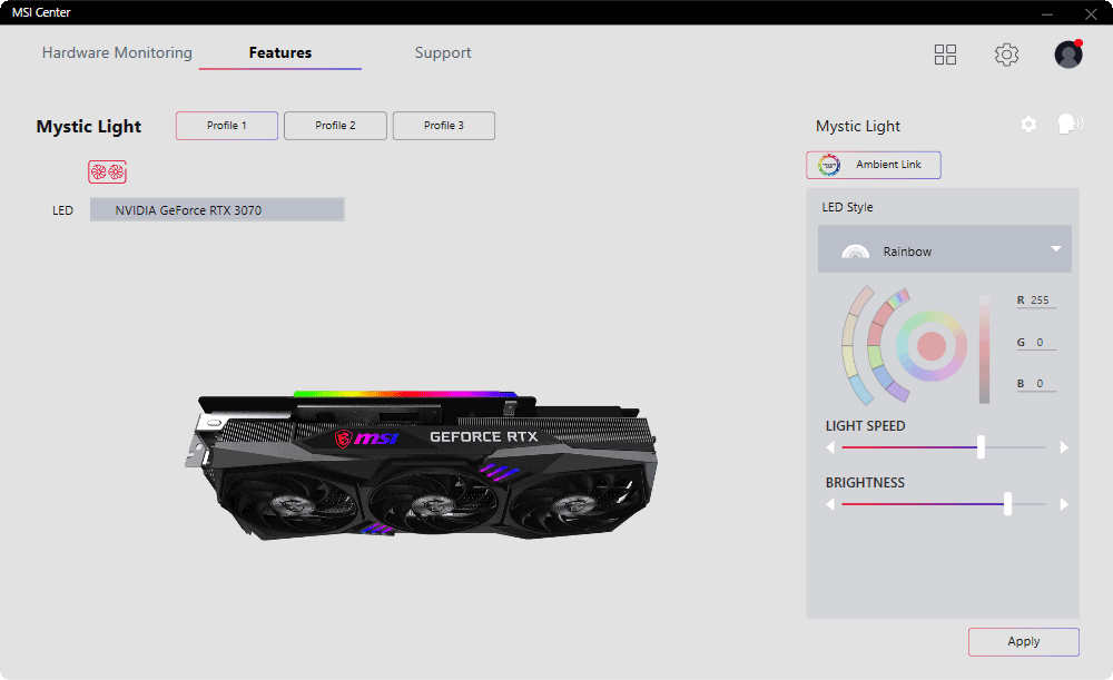 MSI Center; Mystic Light