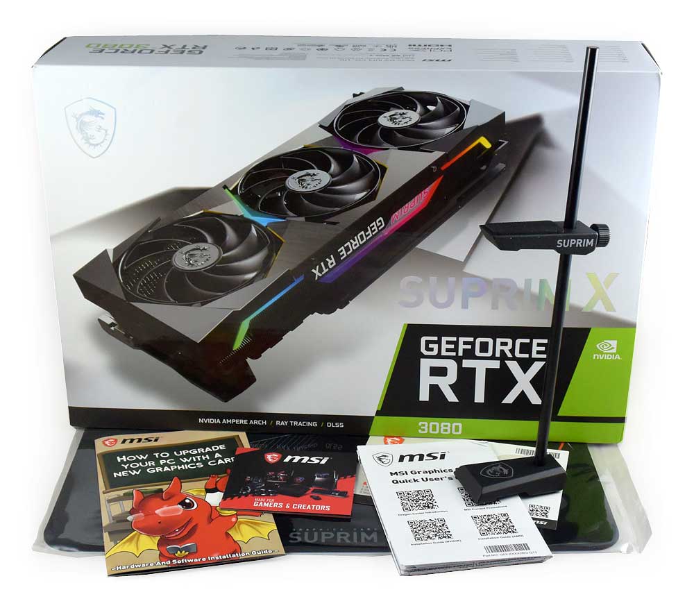 Pro zvětšení klikni MSI RTX 3080 SUPRIM X 12G; balení