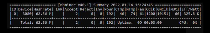 MSI RTX 3080 SUPRIM X 12G Etereum hashrate