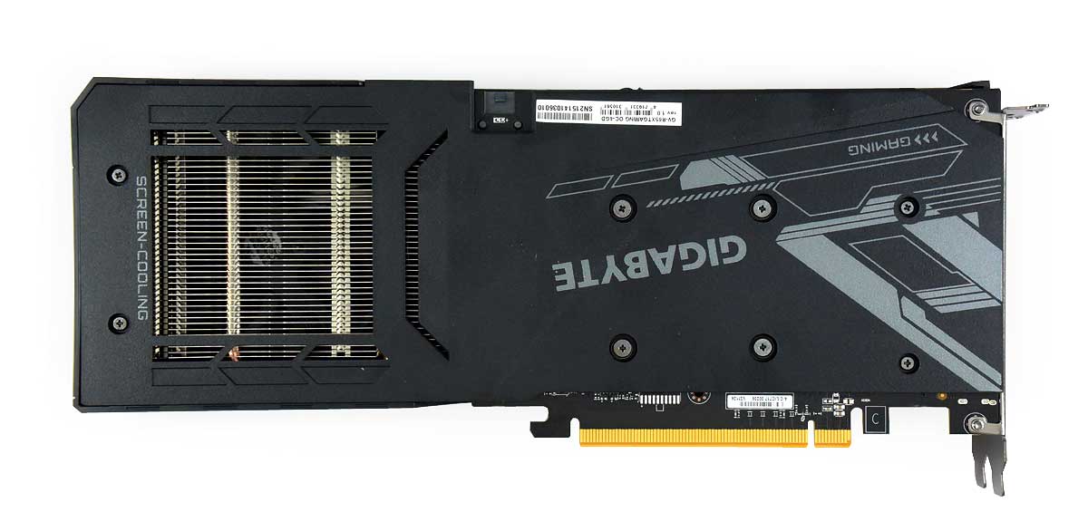 Gigabyte RX 6500 XT Gaming OC 4G; zadní strana