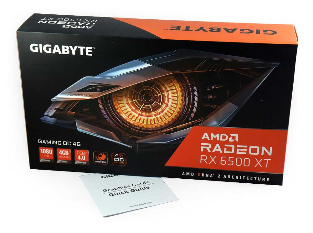 Gigabyte RX 6500 XT Gaming OC 4G; balení