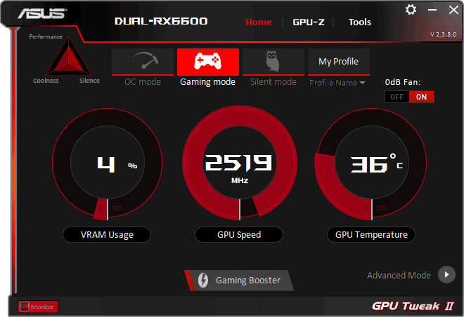 Asus DUAL RX 6600 8G GPU Tweak simple mode