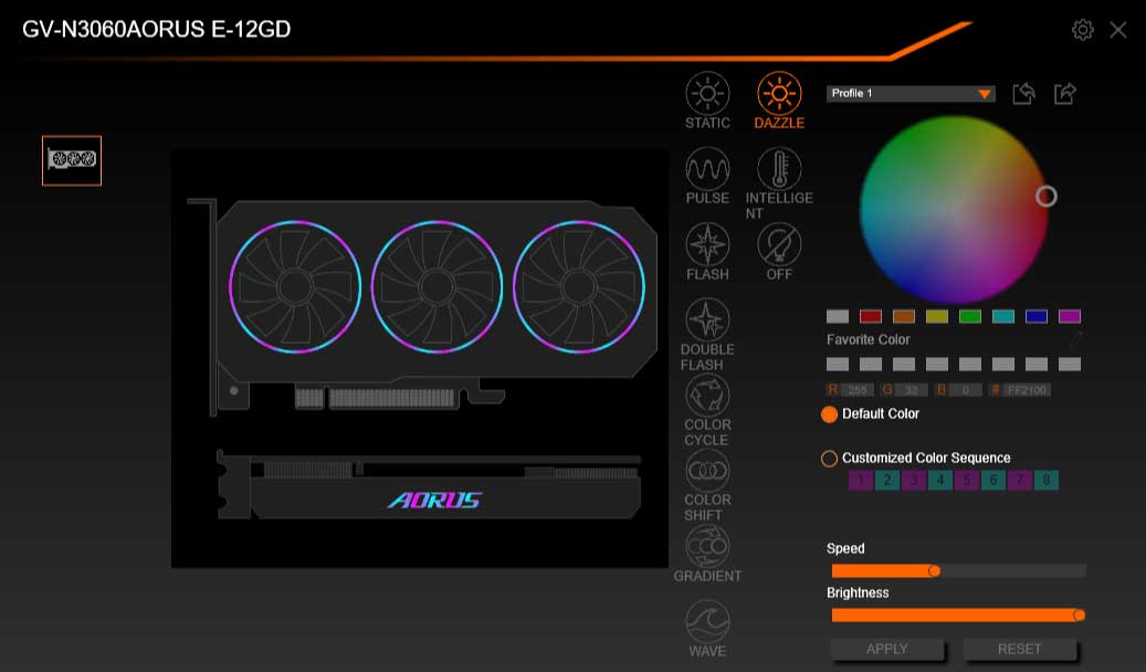 Pro zvětšení klikni Gigabyte AORUS Engine; RGB Fusion