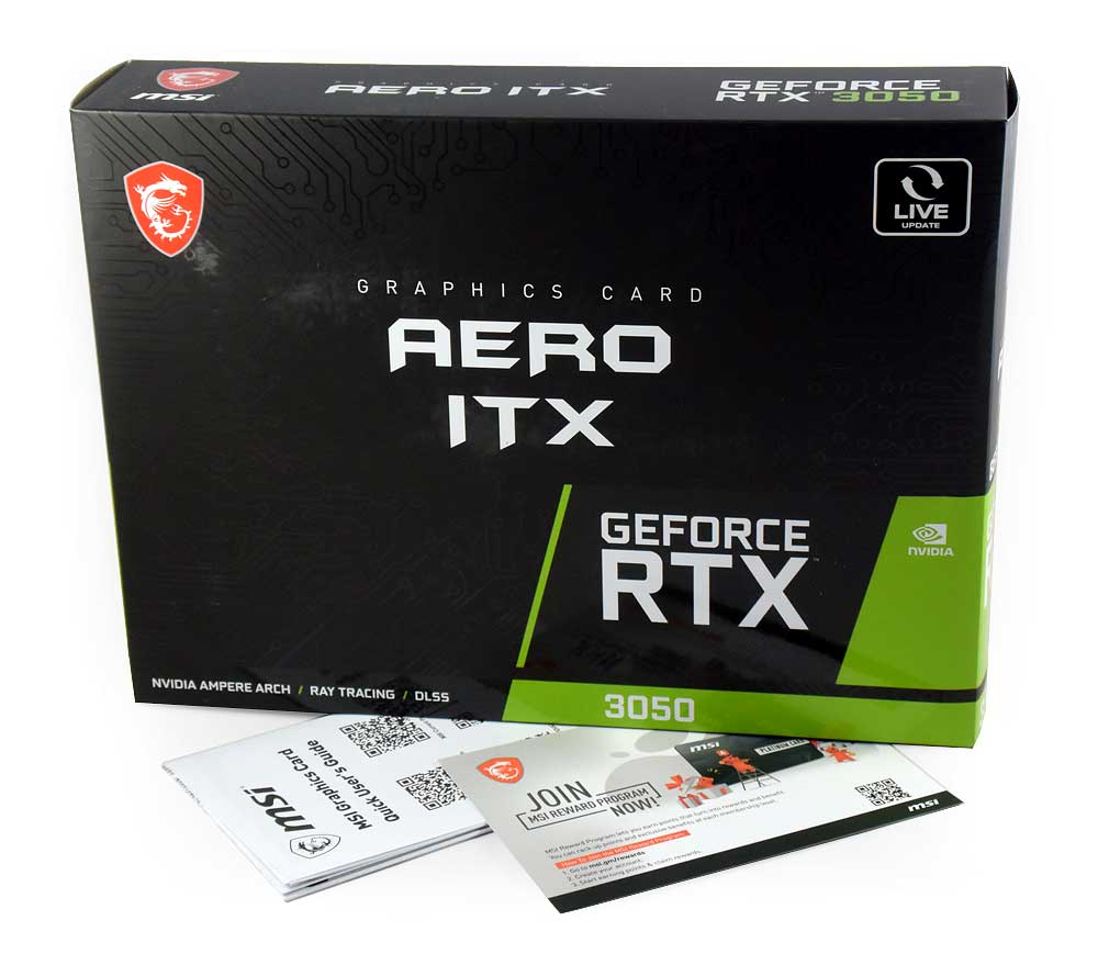 MSI RTX 3050 AERO ITX 8G; balení