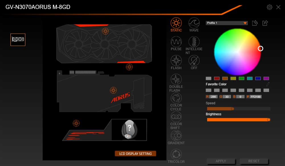 Pro zvětšení klikni Gigabyte AORUS Engine; RGB Fusion
