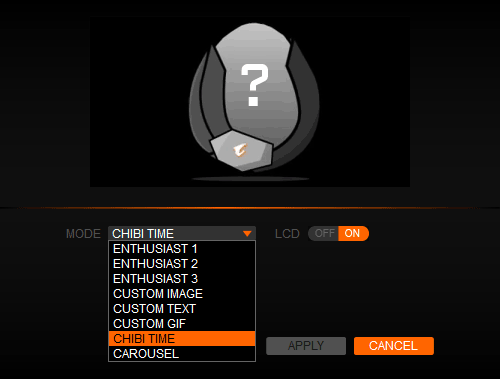 Gigabyte AORUS Engine; LCD Edge View settings