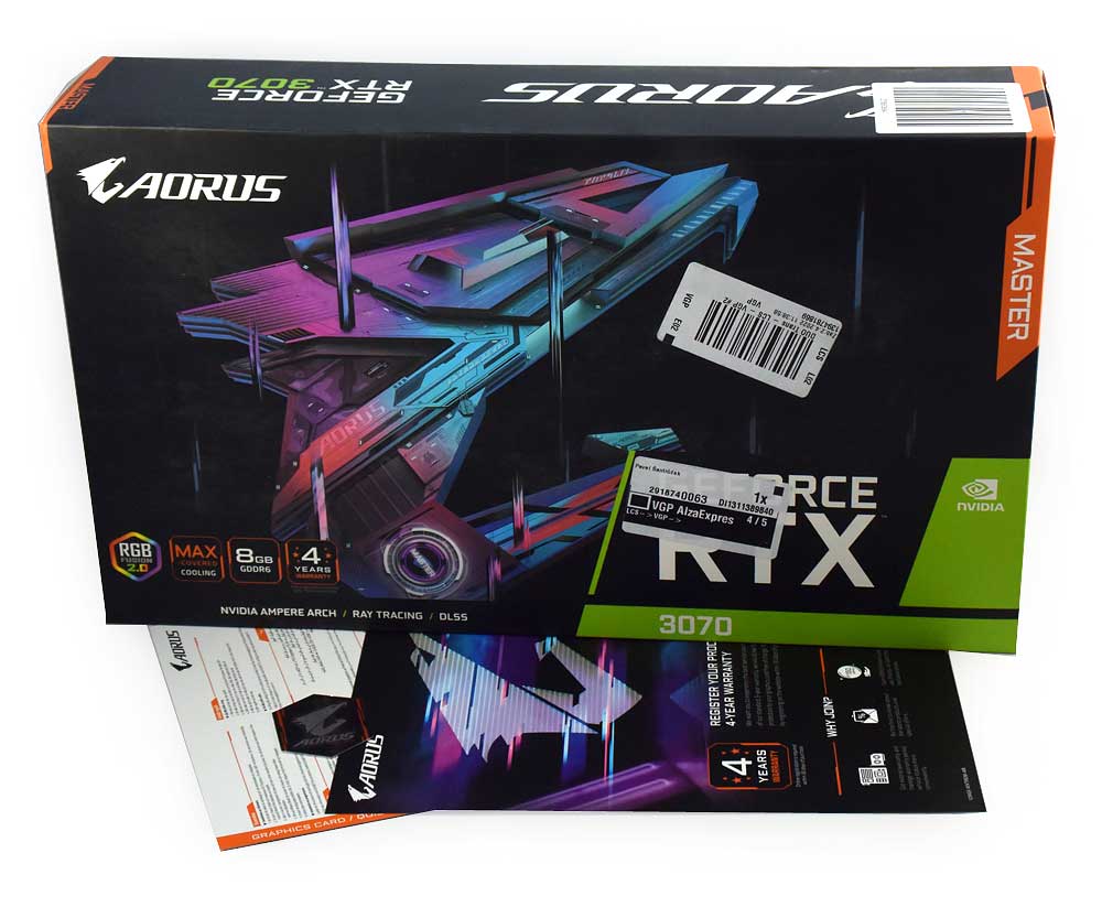 Gigabyte AORUS RTX 3070 MASTER 8G; balení