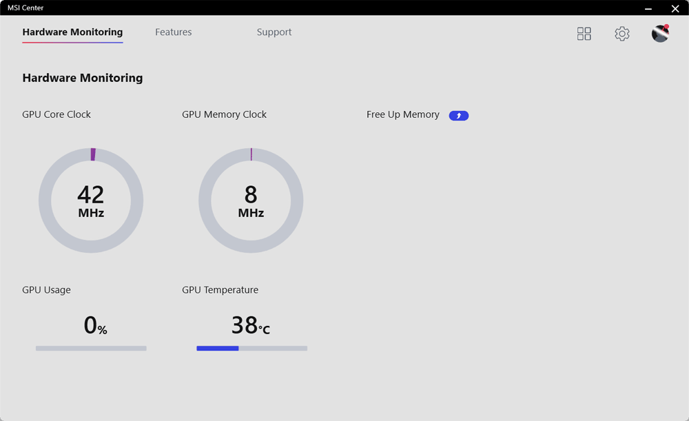 MSI Center; Hardware Monitoring