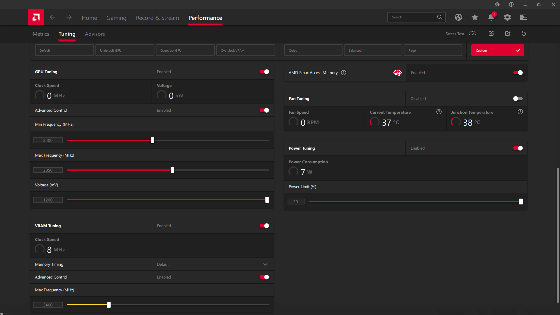 Sapphire NITRO+ RX 6950 XT 16G; ASAE přetaktování