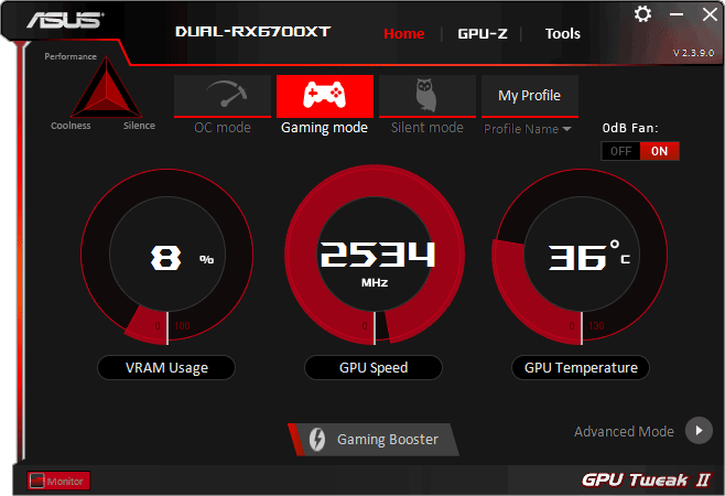 Asus DUAL RX 6700 XT 12G Tweak simple mode