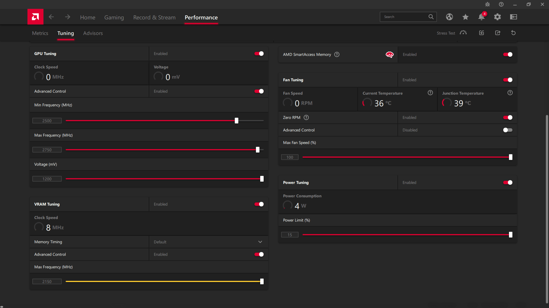 Asus DUAL RX 6700 XT 12G; ASAE přetaktování