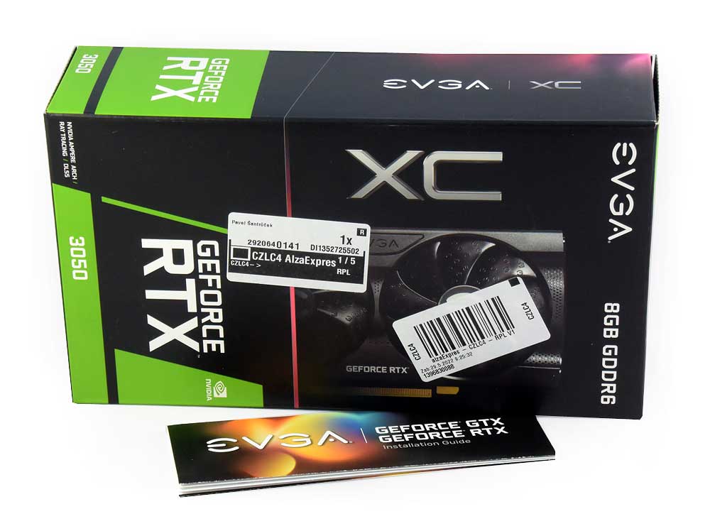 EVGA RTX 3050 XC GAMING 8G; balení