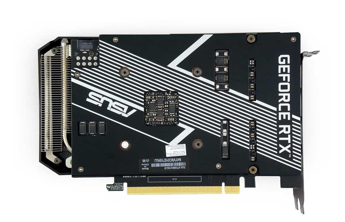 Asus DUAL RTX 3060 O12G V2; zadní strana