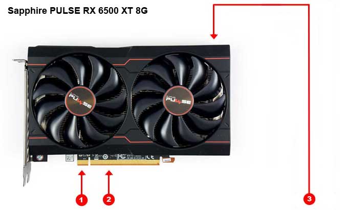 Odběry na jednotlivých větvích Sapphire PULSE RX 6500 XT 8G Sapphire PULSE RX 6500 XT 8G; odběry