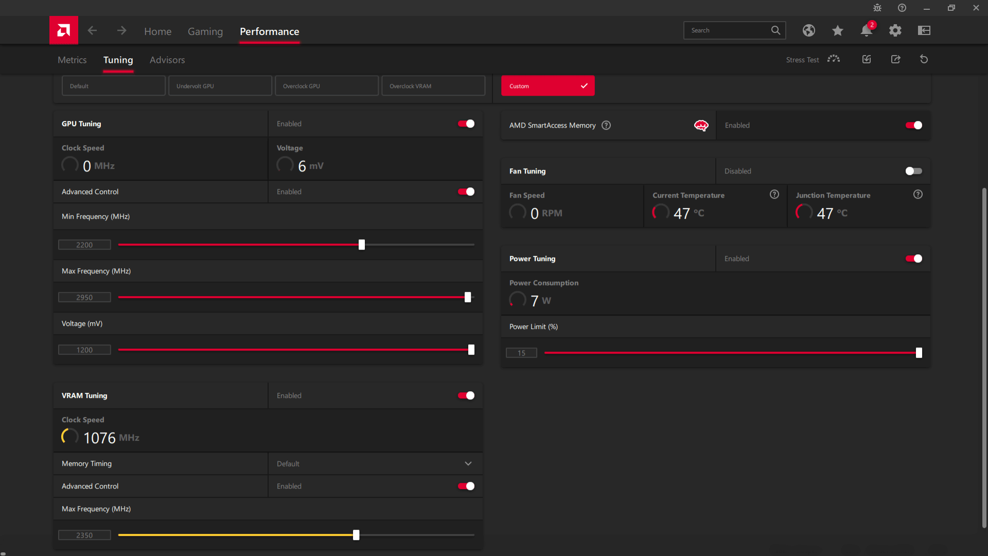 Asus TUF RX 6500 XT O4G Gaming; ASAE přetaktování