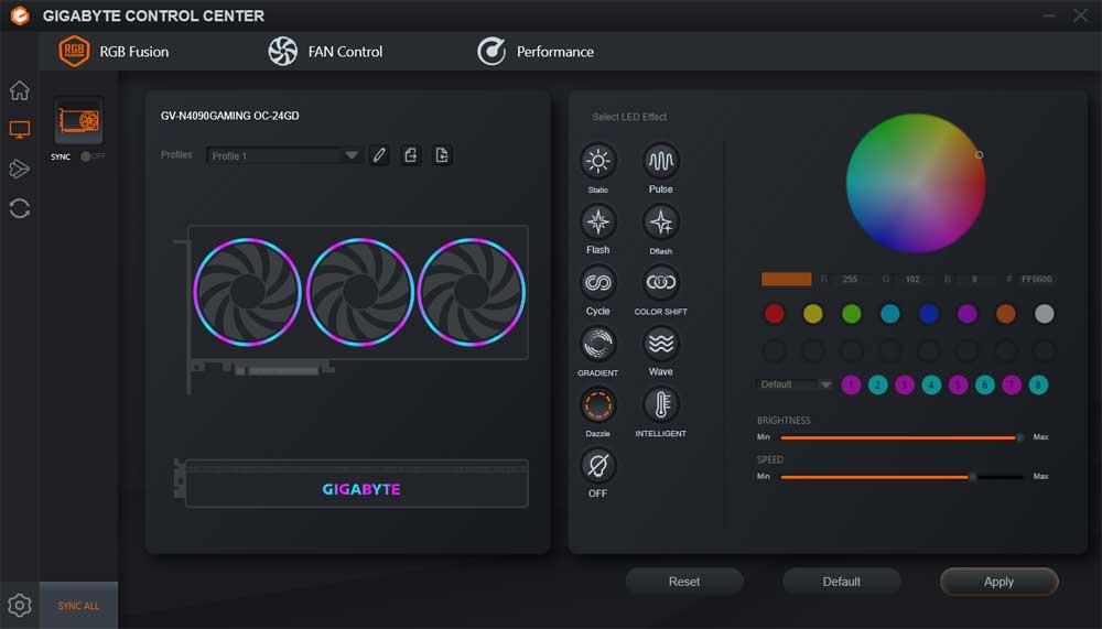 Gigabyte Control Center; RGB Fusion