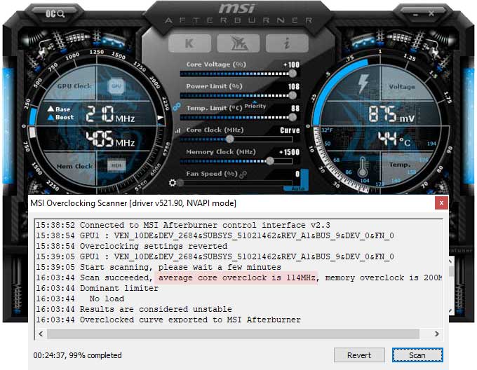 MSI RTX 4090 SUPRIM X 24G  přetaktování Afterburner