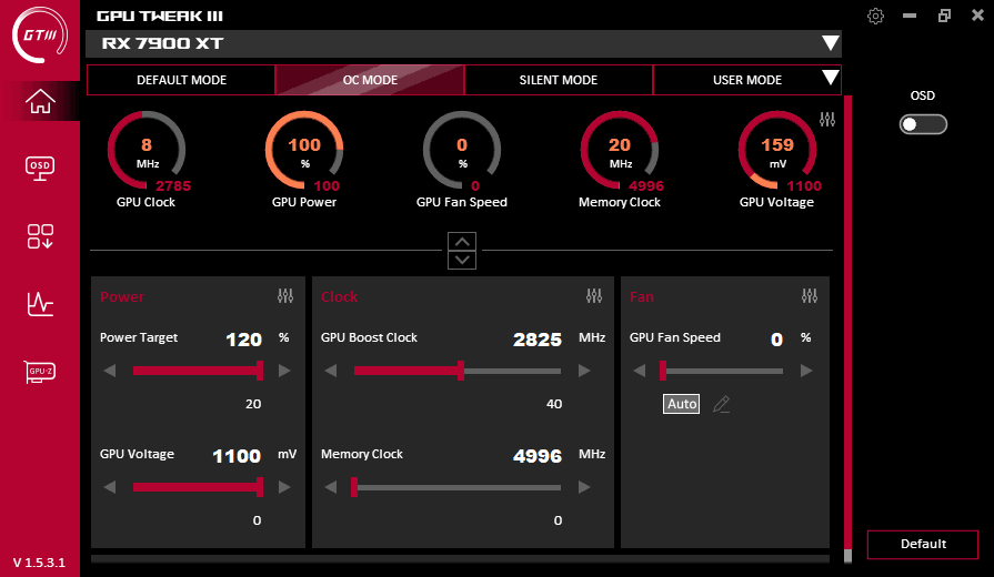 GPU Tweak III; OC mode