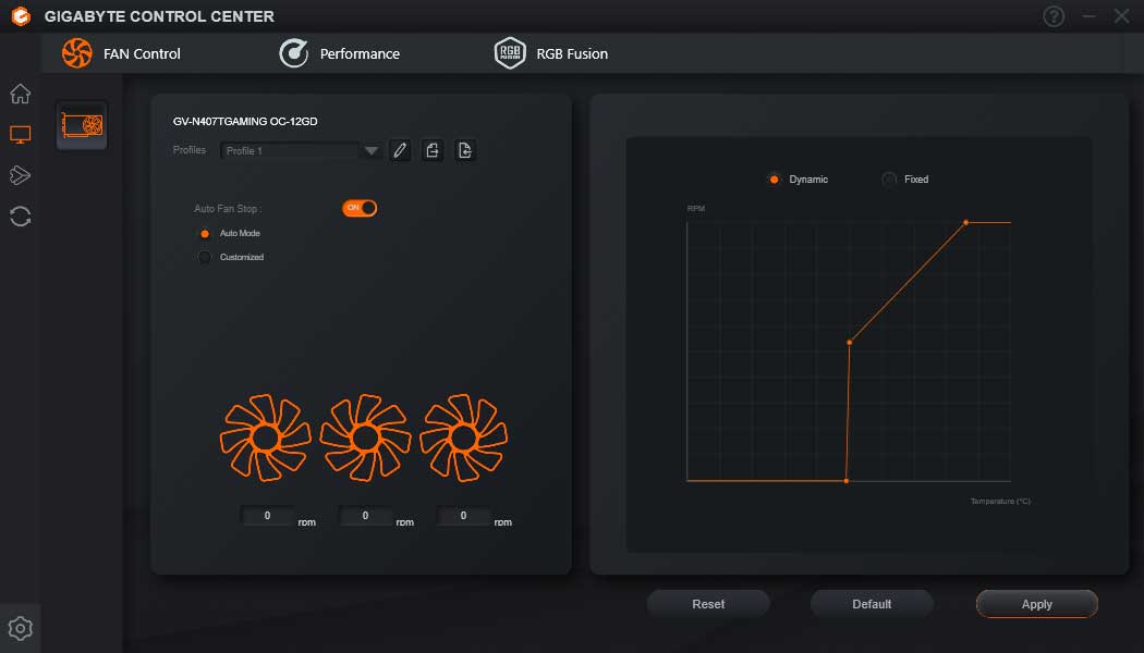 Gigabyte Control Center; Fan Control