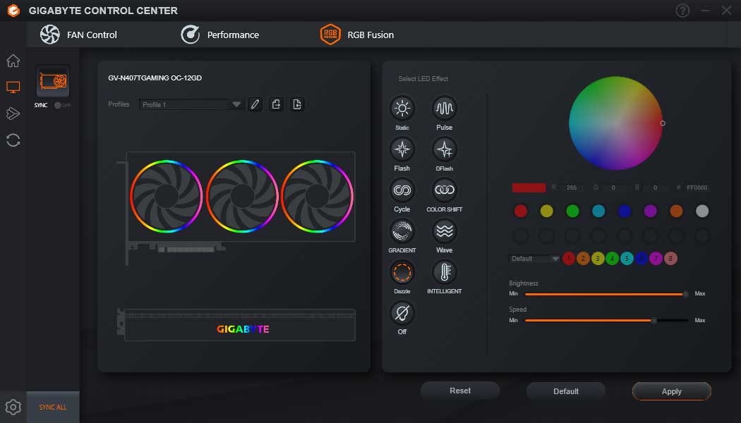 Gigabyte Control Center; RGB Fusion