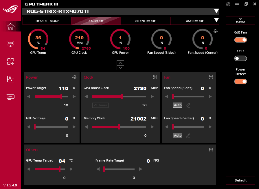 GPU Tweak III; OC mode