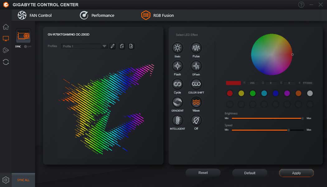 Gigabyte Control Center; RGB Fusion