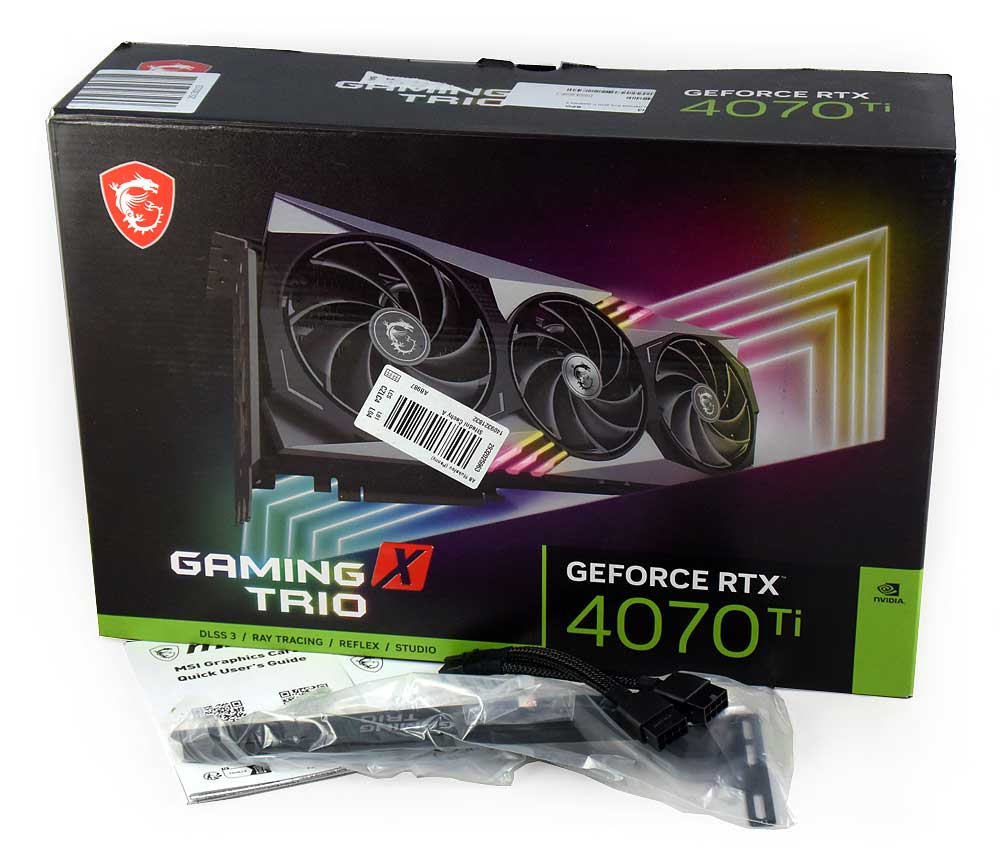 MSI RTX 4070 Ti GAMING X TRIO 12G; balení