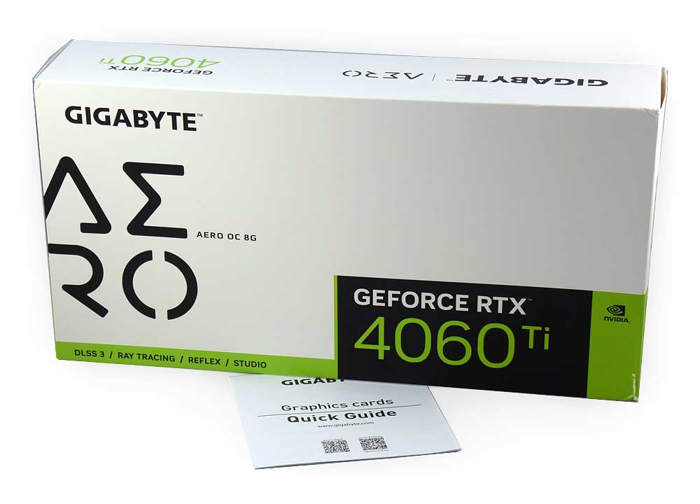 Pro zvětšení klikni Gigabyte RTX 4060 Ti AERO OC 8G; balení
