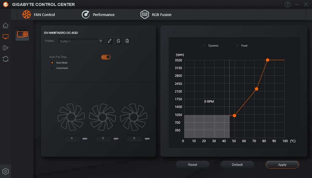 GIGABYTE Control Center; Fan Control