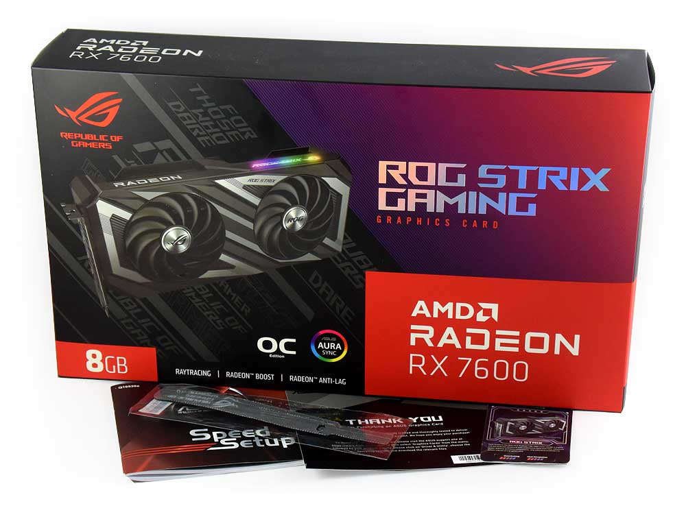 Asus STRIX RX 7600 O8G Gaming; balení