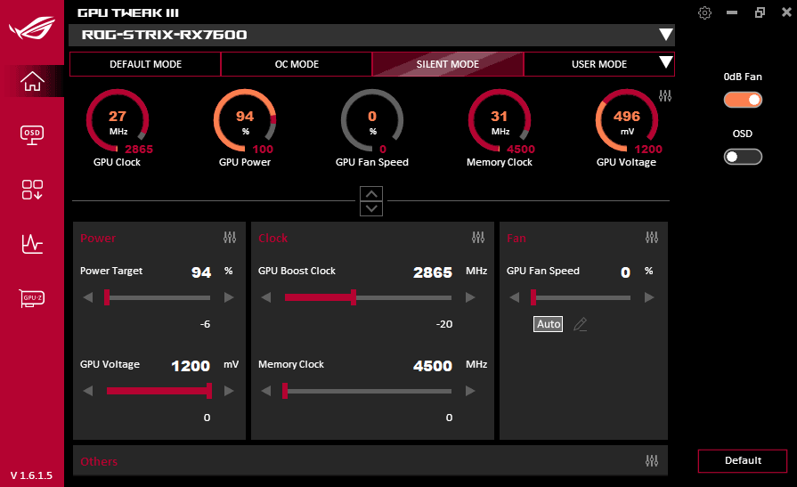 GPU Tweak III; Silent mode