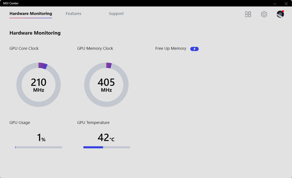 MSI Center; Hardware Monitoring