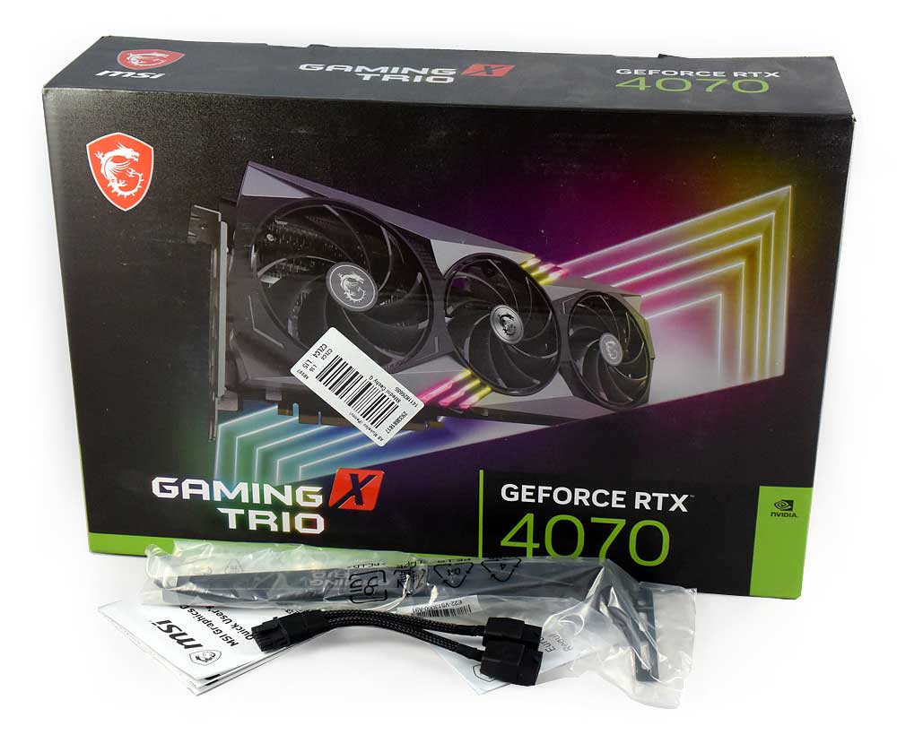 MSI RTX 4070 GAMING X TRIO 12G; balení