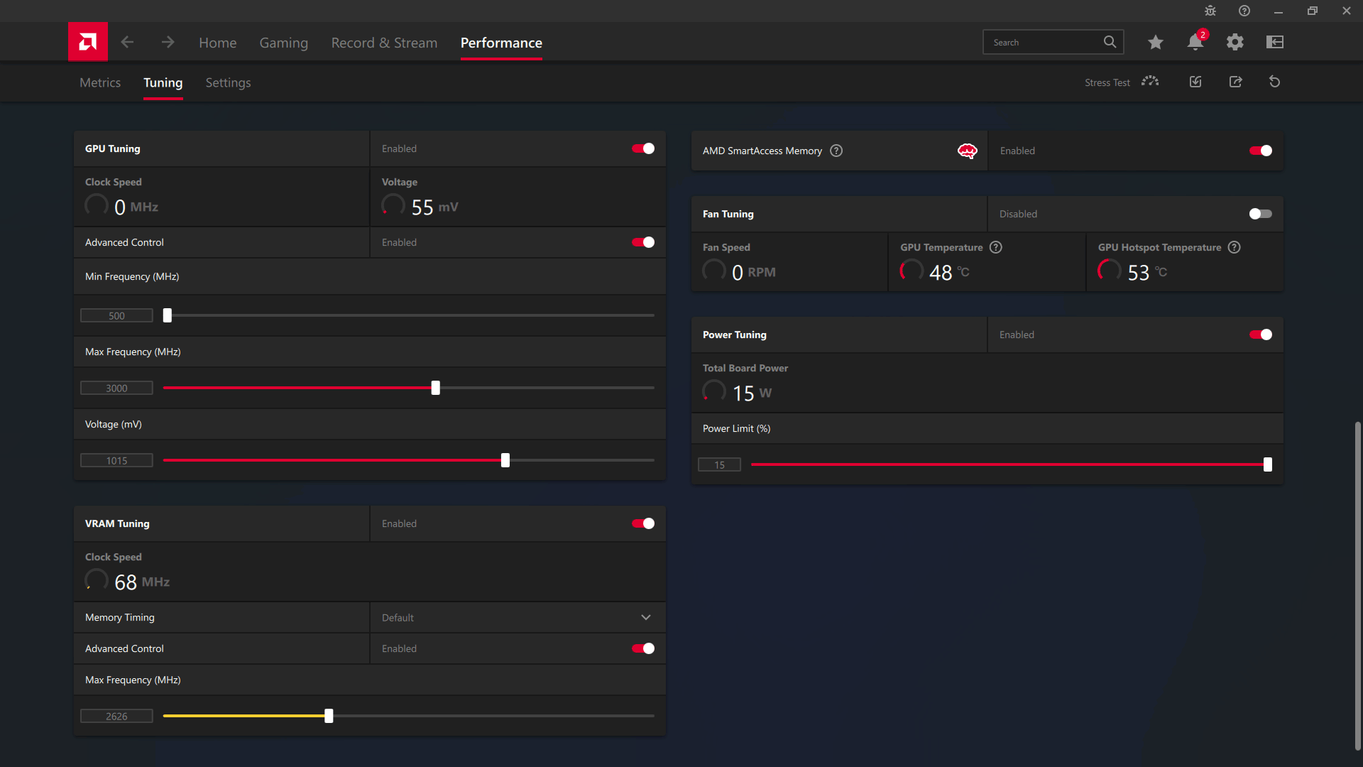 Sapphire NITRO+ RX 7800 XT 16G; ASAE přetaktování