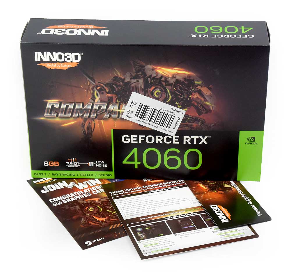Inno3D RTX 4060 COMPACT 8G; balení