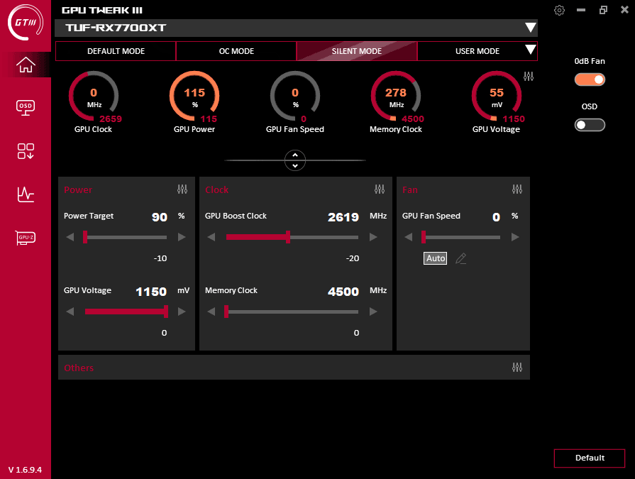 GPU Tweak III; Silent mode