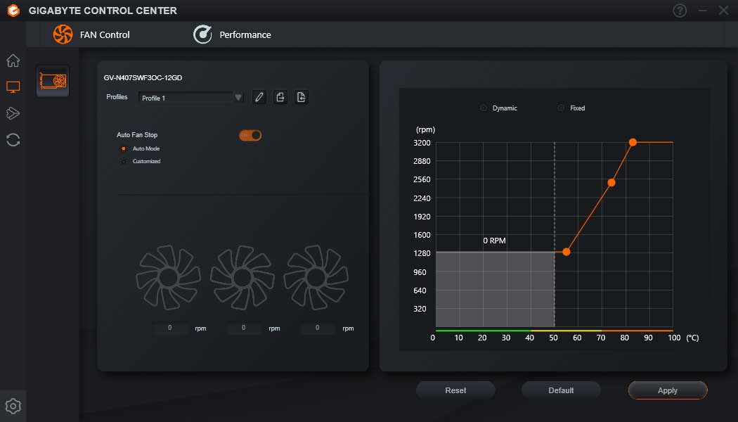 GIGABYTE Control Center; Fan Control