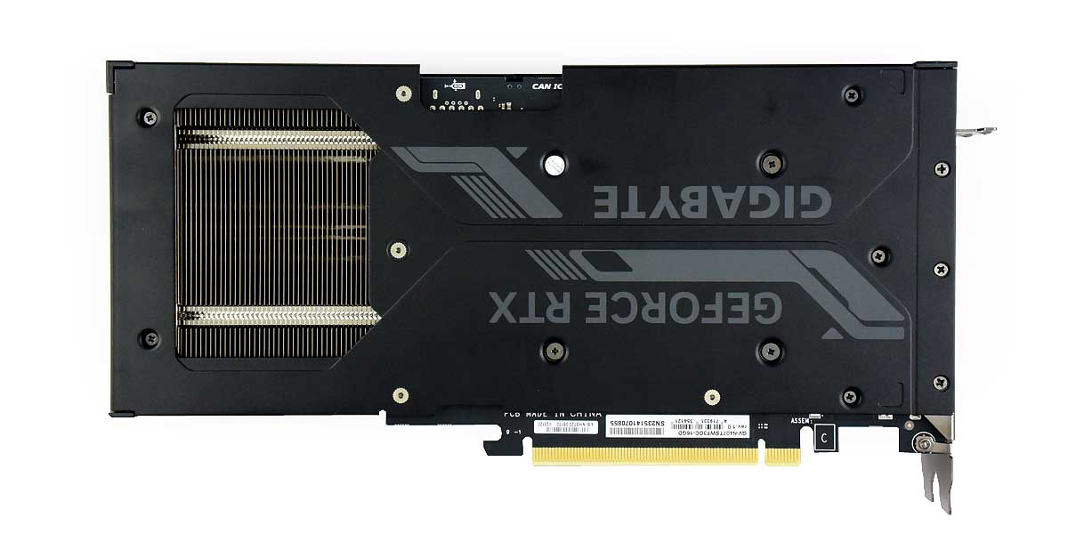 Gigabyte RTX 4070 Ti SUPER Windforce OC 16G; zadní strana