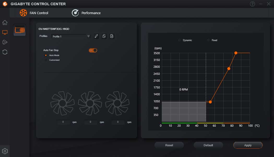 GIGABYTE Control Center; Fan Control