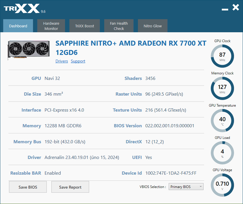 Sapphire TriXX; Dashboard