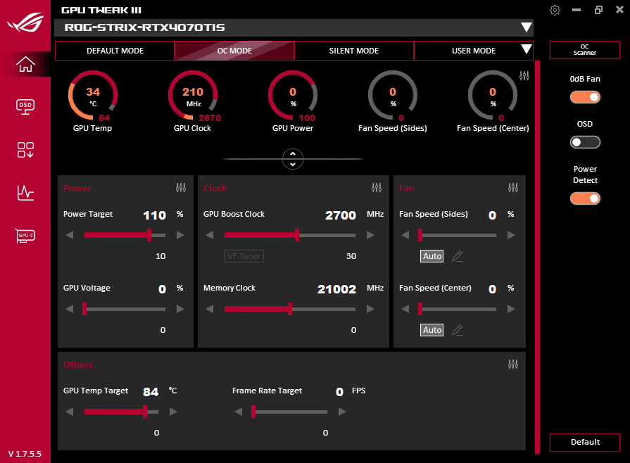 GPU Tweak III; OC mode